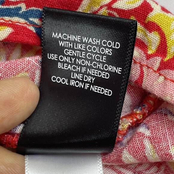 Torrid Womens Sz 3 3X Red Paisley Lenny Tie Front Bell Sleeve‎ V-Neck Boho Slub - Picture 11 of 15